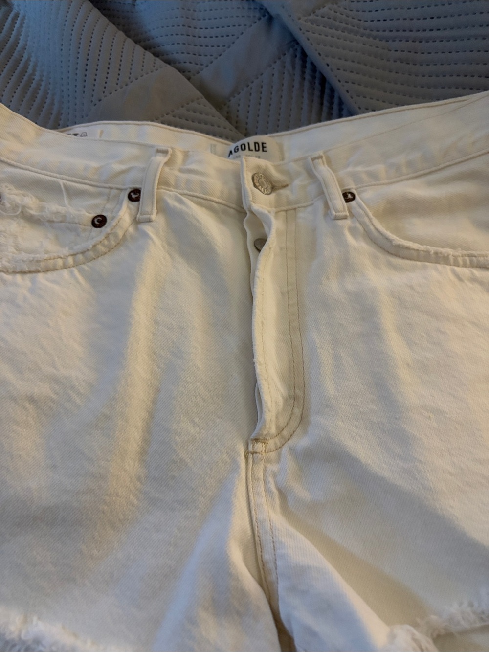 Agolde Women's Relaxed White Cutoff Denim Shorts